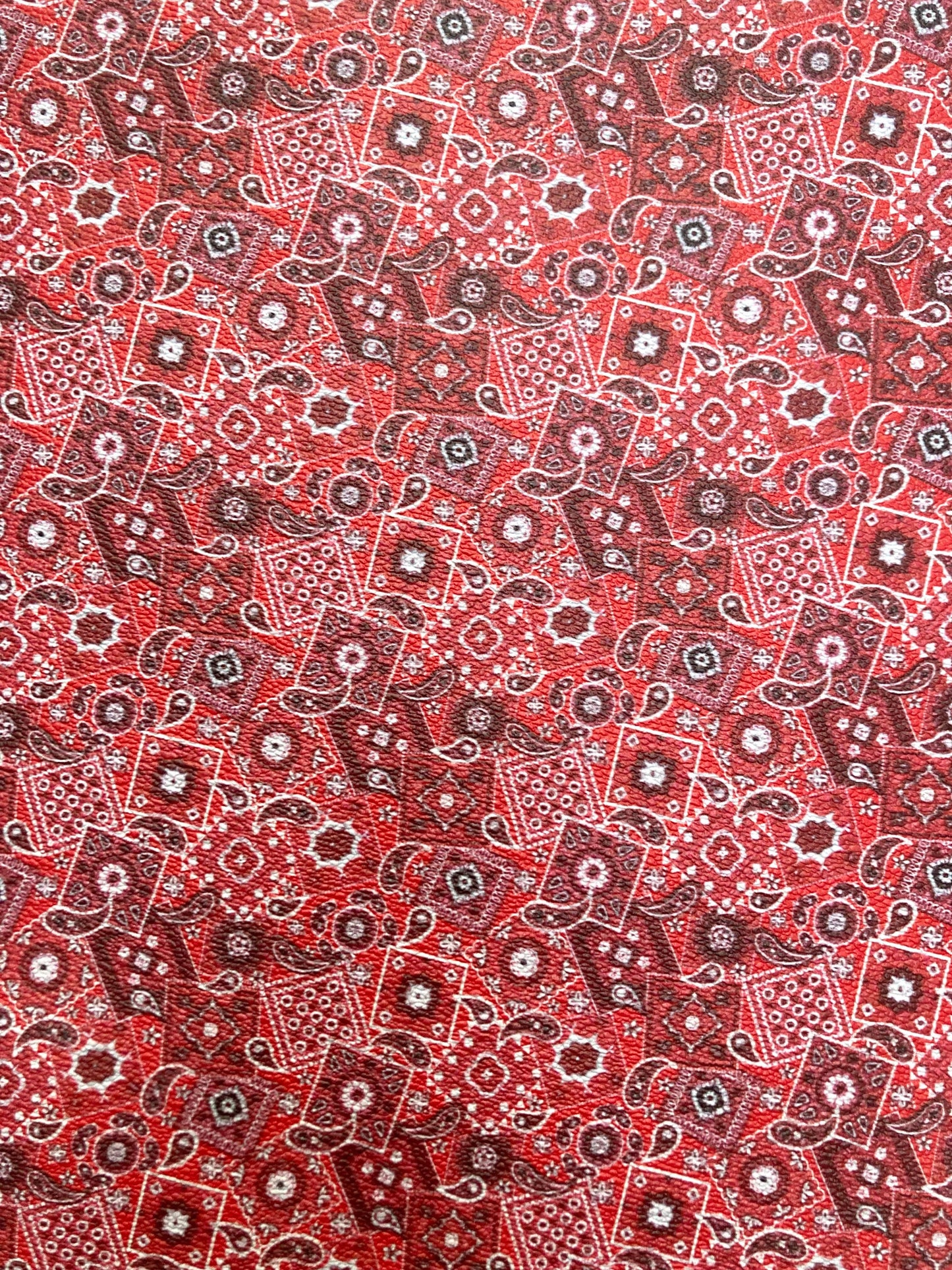Red Bandana Custom Designer Leather Material for Sneakers Upholstery