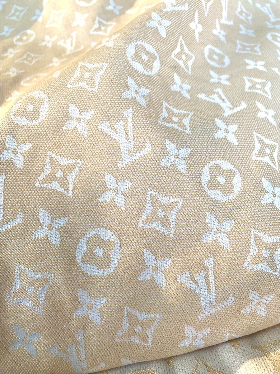 Ivory Woven Louis Vuitton Fabric for Handmade Custom Clothing Sofa Furniture Upholstery - mingfabricstore