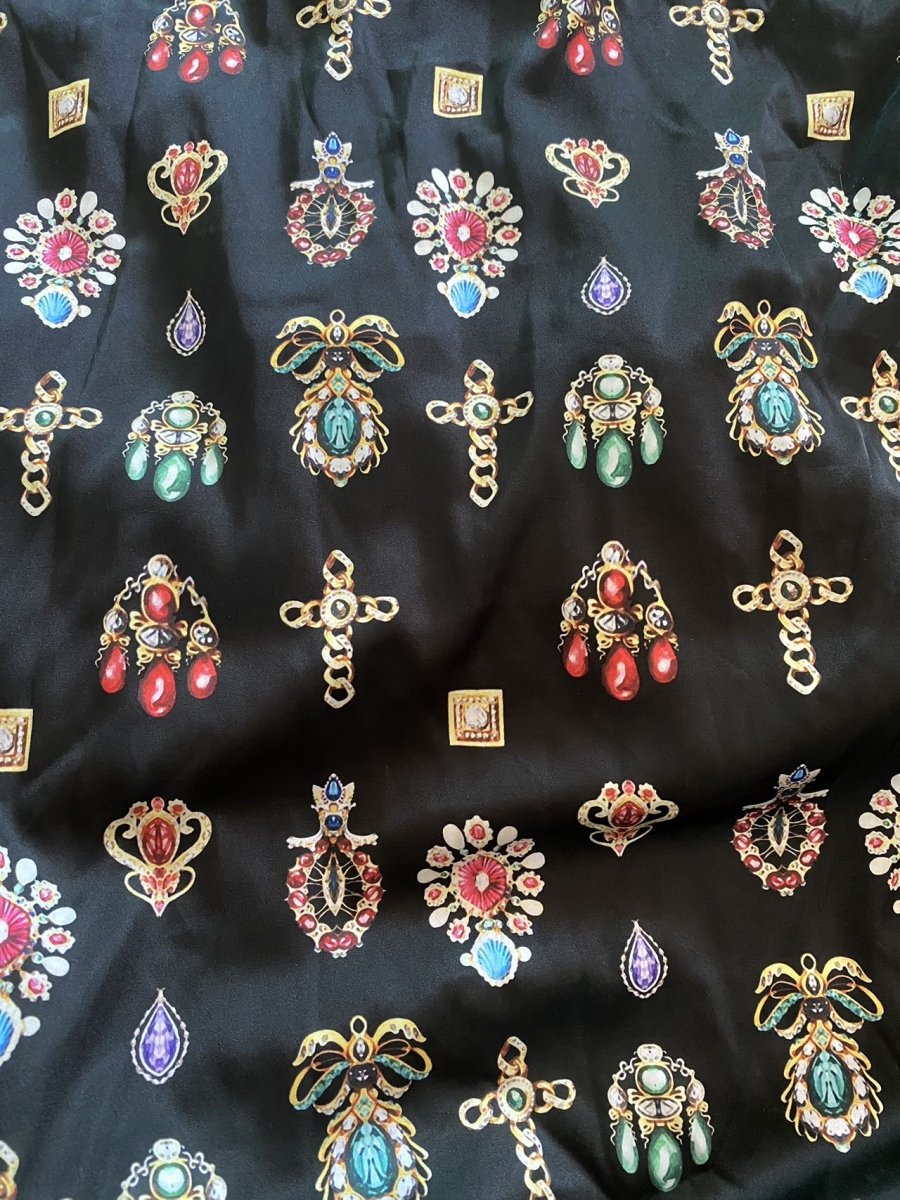 Jewelry Printing Designer Versace Satin Fabric for Summer Shirt - mingfabricstore