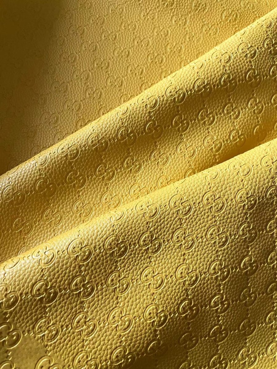 Lemon Yellow Gucci Embossed Soft Leather Custom Shoes Car Upholstery - mingfabricstore