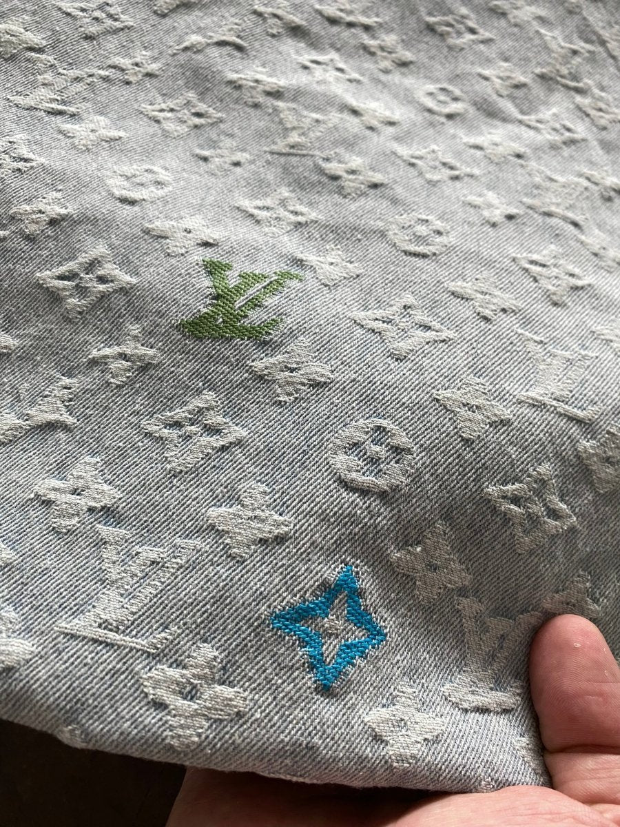 Light LV Louis Vuitton Denim Fabric Sold by Yard for Custom Handmade Jeans DIY - mingfabricstore