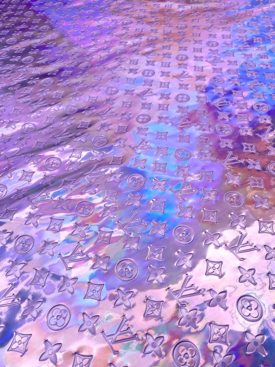 Light Purple LV Reflective Vinyl Leather Fabric for Handmade Horse Harness Collar Gear - mingfabricstore