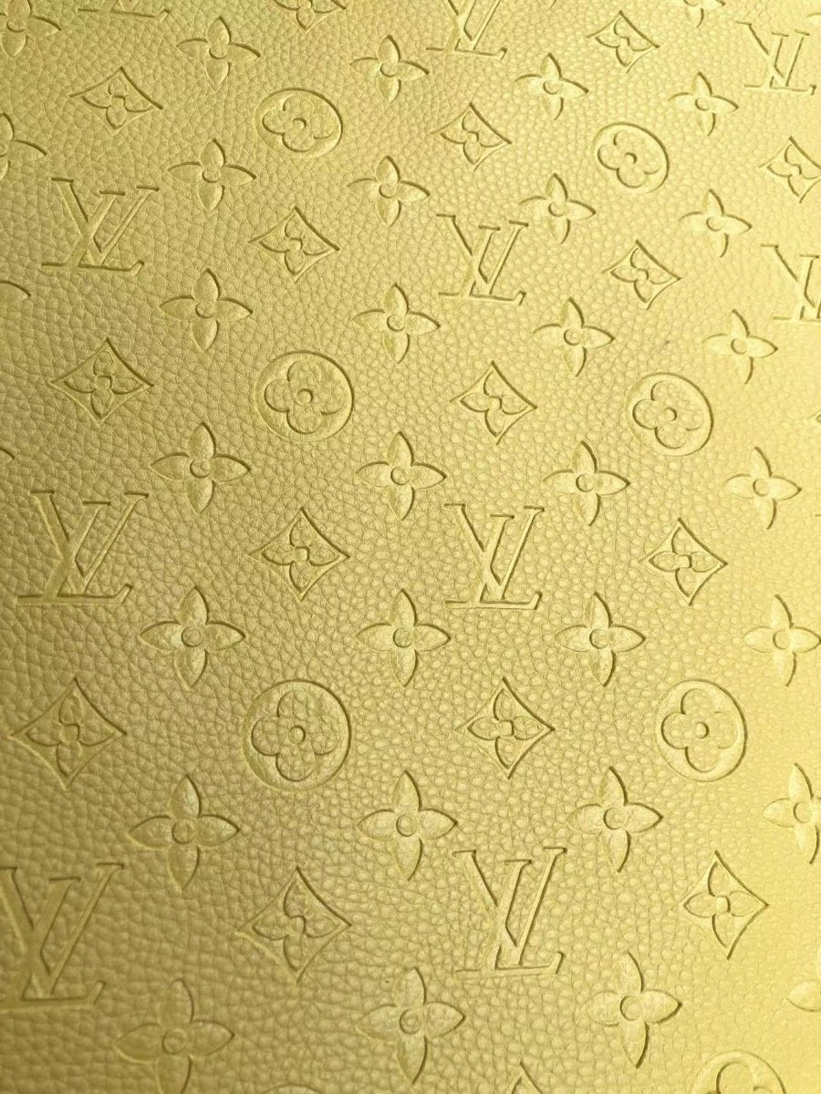 Light Yellow Embossed LV Leather for Custom Sneakers Upholstery - mingfabricstore