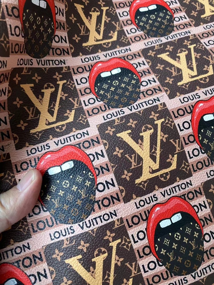 Lip Louis Vuitton Designer Fabric Faux Leather Sheet for Car Upholstery - mingfabricstore