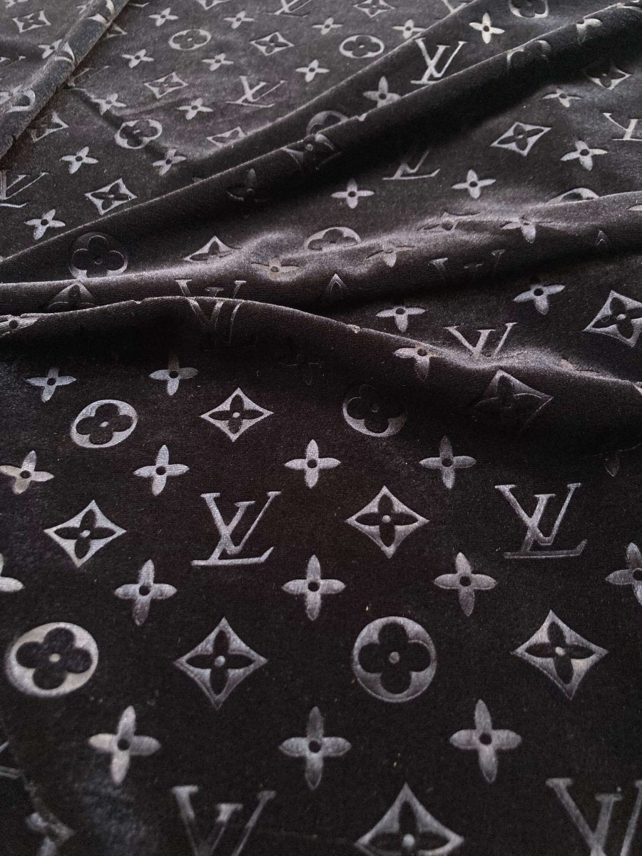 Luxury Black Louis Vuitton LV Sneaker Velvet Fabric for Sneaker Sewing Custom Shoes - mingfabricstore