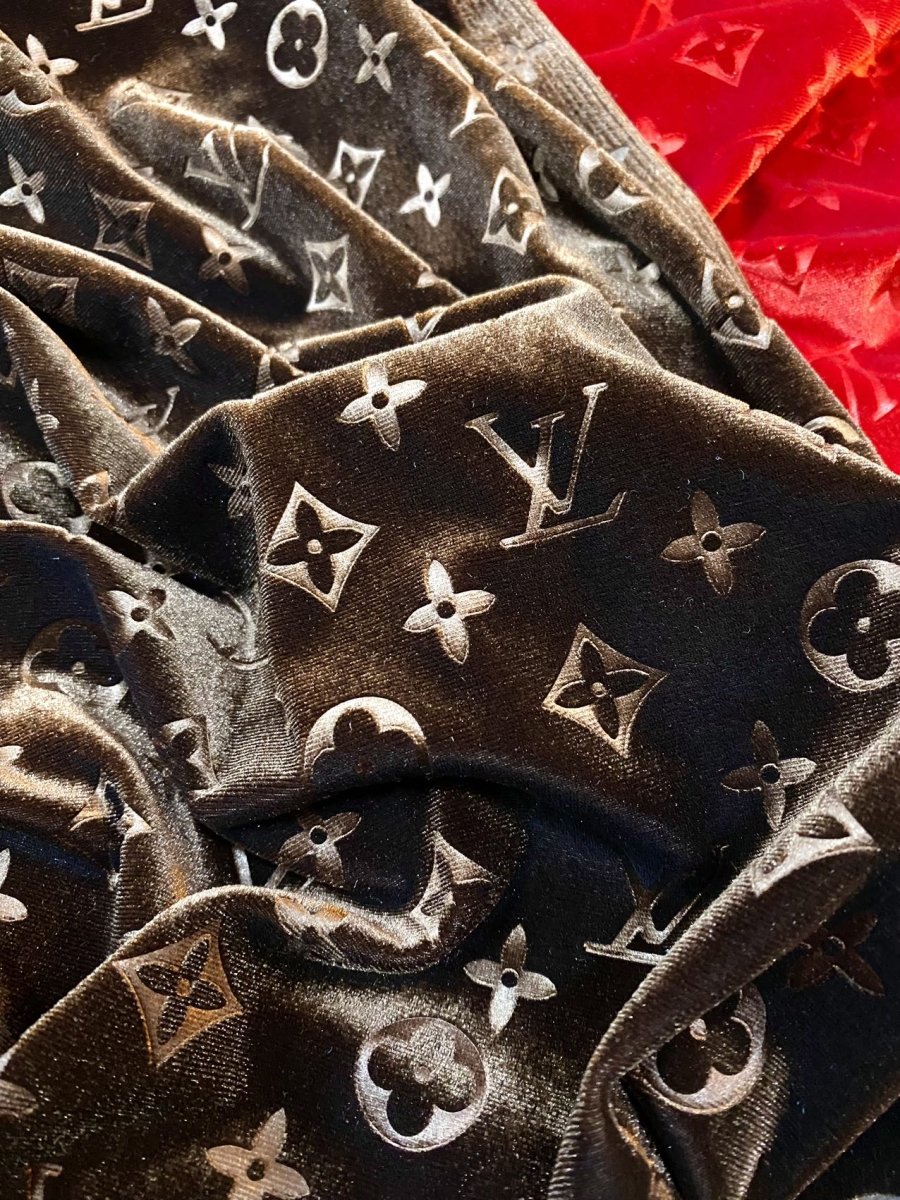 Luxury Dark Brown LV Velvet Fabric for Handmade DIY Crafts Sofa Upholstery Sneakers - mingfabricstore