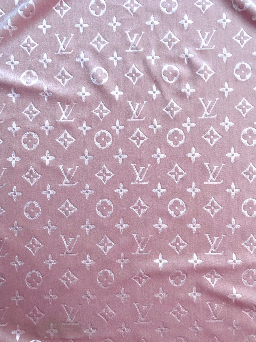 Luxury Light Pink LV Velvet Fabric for Custom Sneakers Sewing Car Upholstery Furniture Sofa - mingfabricstore