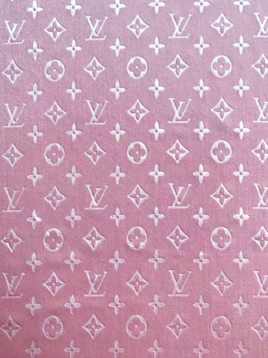 Luxury Light Pink LV Velvet Fabric for Custom Sneakers Sewing Car Upholstery Furniture Sofa - mingfabricstore