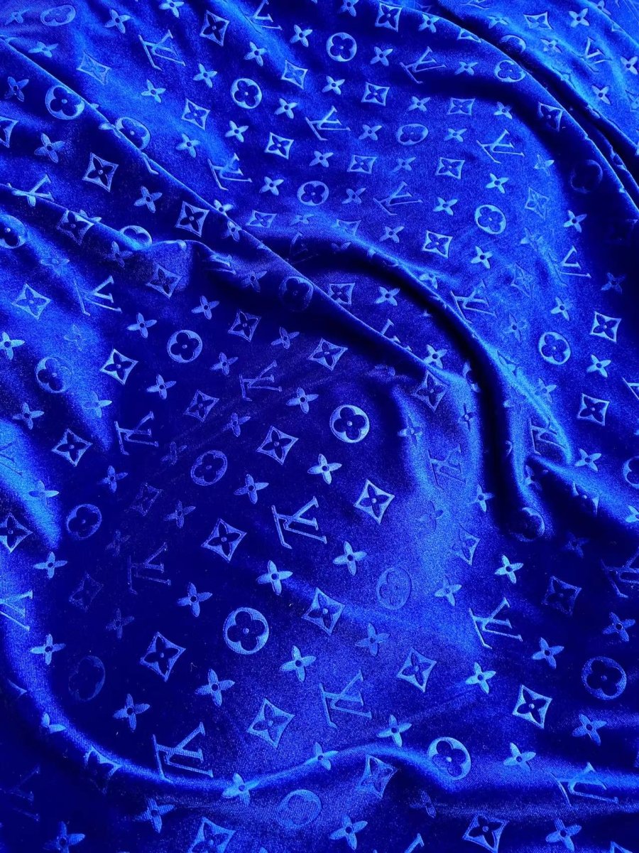 Luxury Royal Blue LV Furniture Velvet Fabric for Sneakers Sewing Custom DIY Project - mingfabricstore