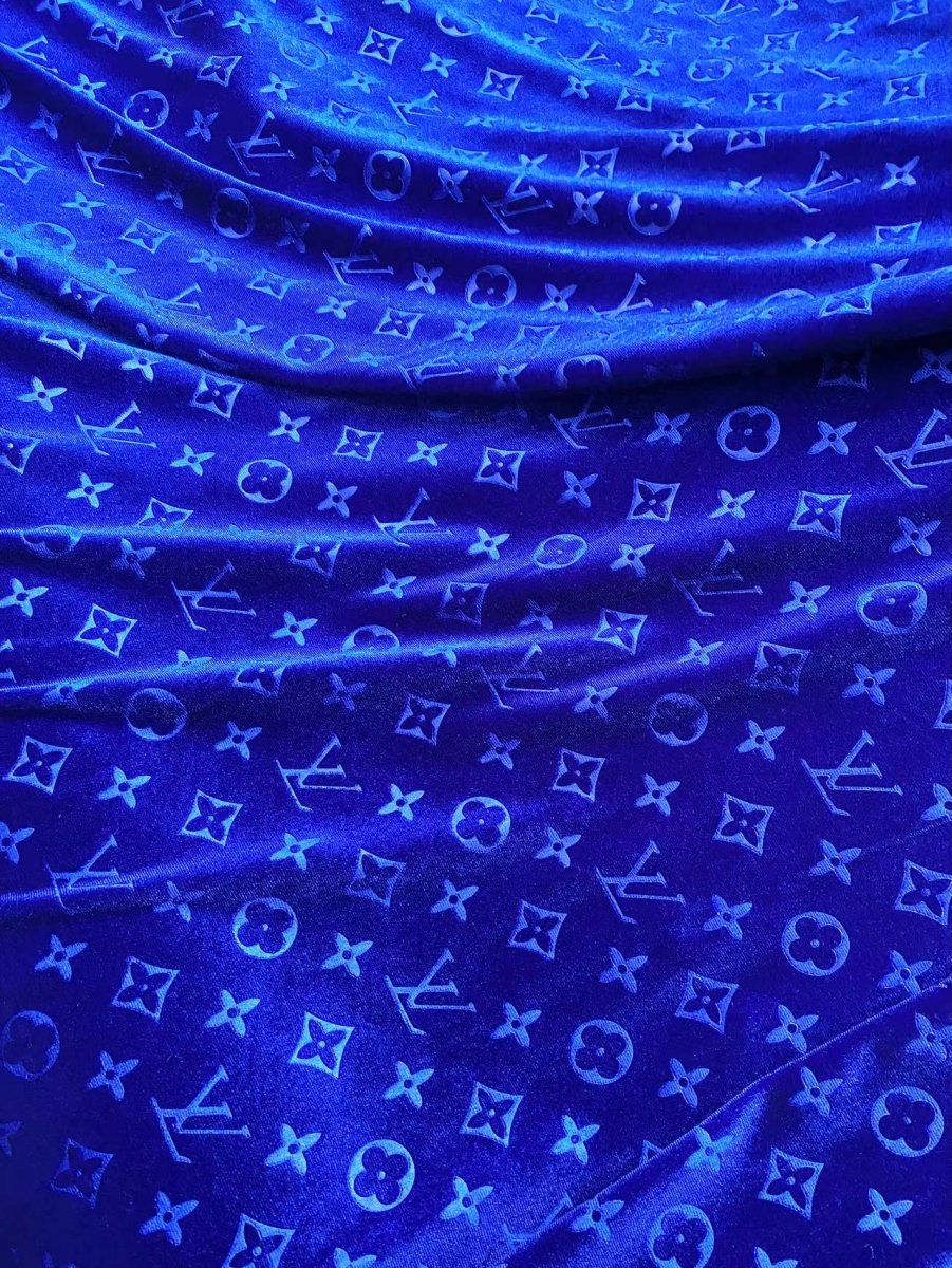 Luxury Royal Blue LV Furniture Velvet Fabric for Sneakers Sewing Custom DIY Project - mingfabricstore