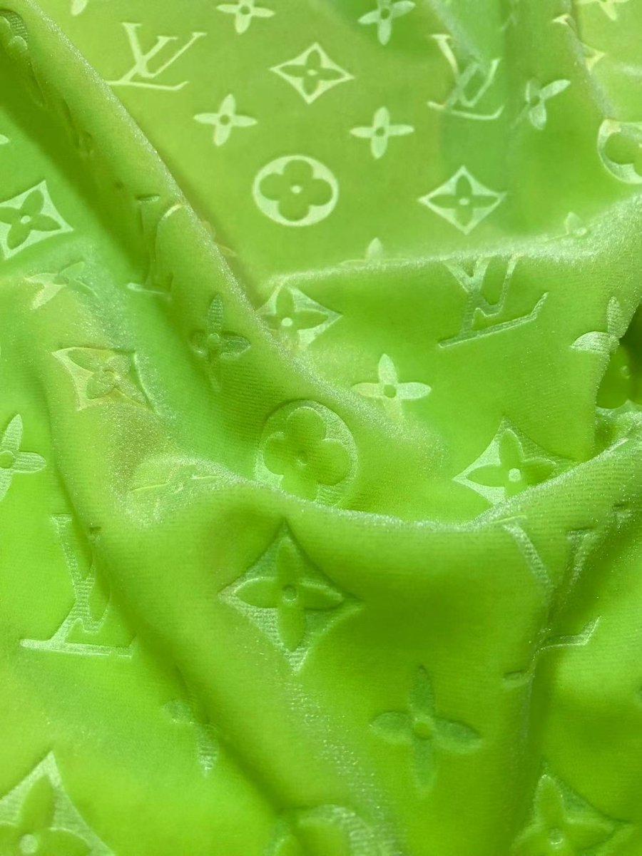 Luxury Soft Touch Neon Green LV Velvet Fabric for Custom Sneaker Sewing Car Upholstery - mingfabricstore