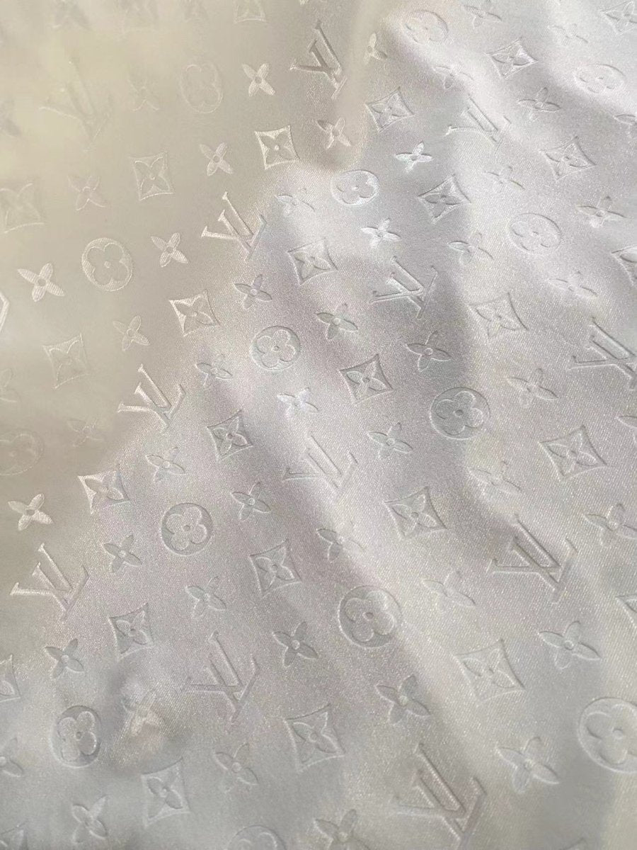 Luxury White LV Velvet Fabric for Sneakers Sewing Car Upholstery - mingfabricstore
