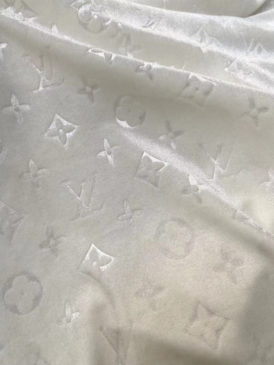 Luxury White LV Velvet Fabric for Sneakers Sewing Car Upholstery - mingfabricstore
