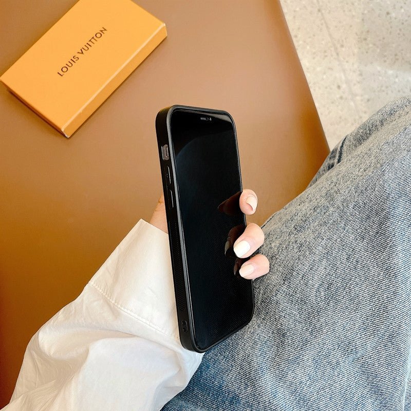 LV Classic Logo Leather iPhone Cases - mingfabricstore