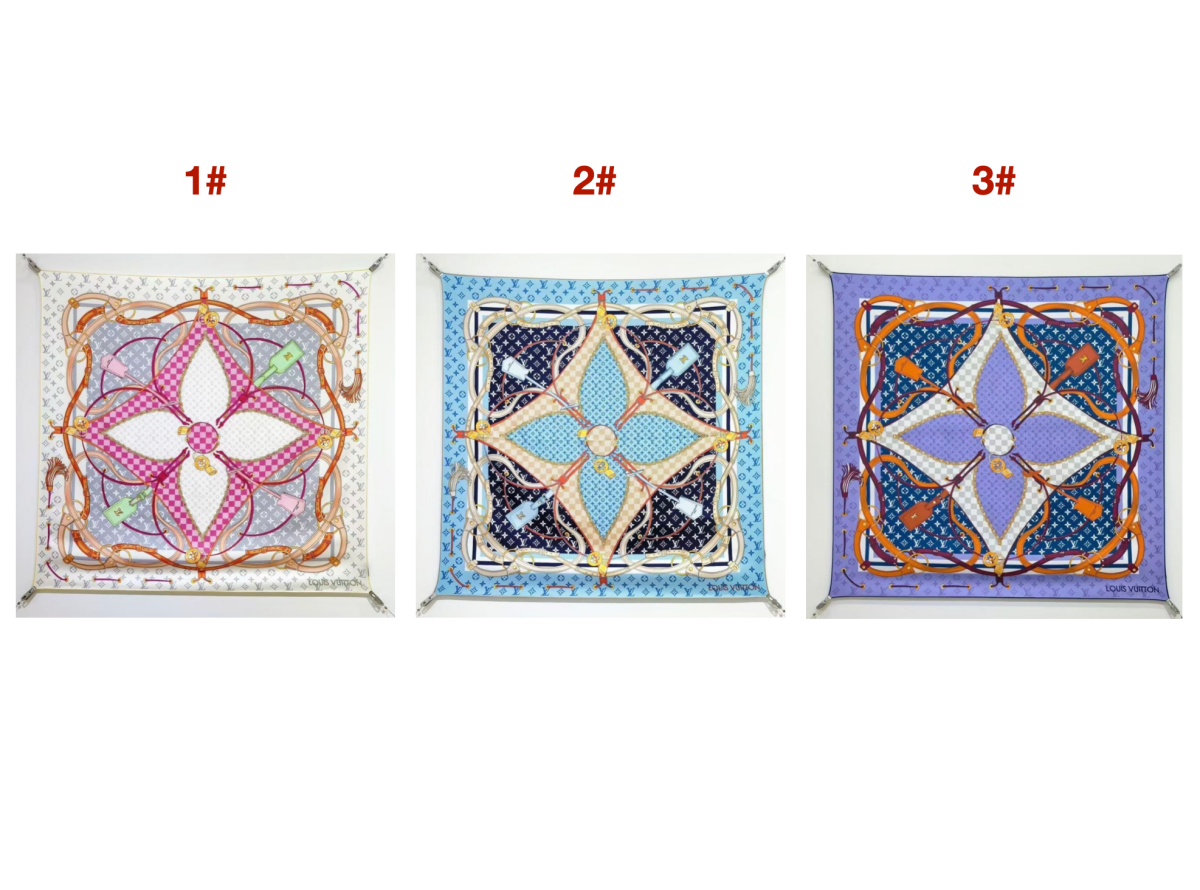 LV Flower And Straps Silk Scarves (90×90cm) - mingfabricstore