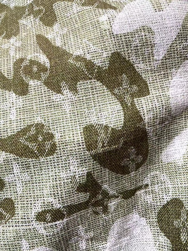 LV Takashi Murakami Camouflage Denim Fabric for Handmade Sewing Custom Bespoke - mingfabricstore