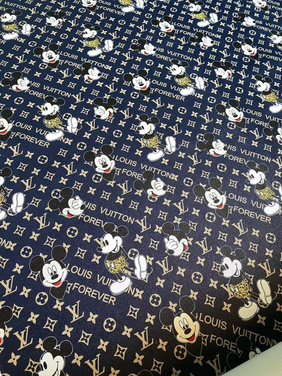 Mickey Mouse Cartoon Louis Vuitton Faux Leather for Custom Bags Sneaker - mingfabricstore