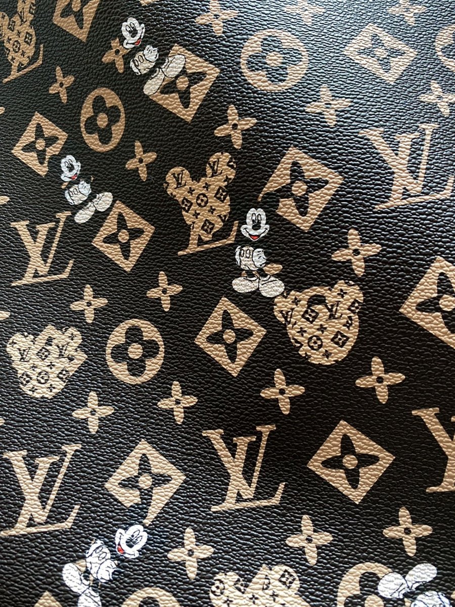 Mickey Mouse LV Cartoon Designer Leather Sheet - mingfabricstore