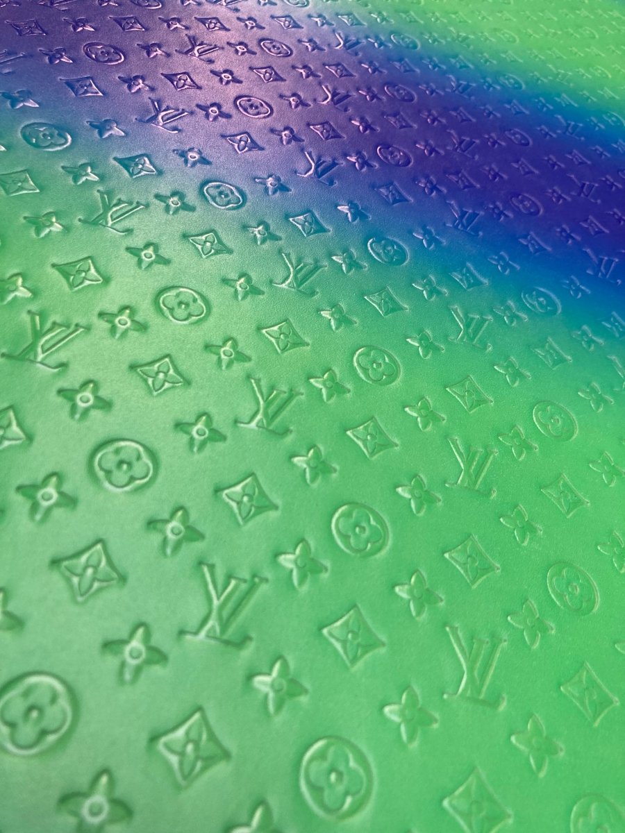 Napa Leather Green Blue Embossed Lv Faux Leather for Sewing Fabric Sold by Yard - mingfabricstore