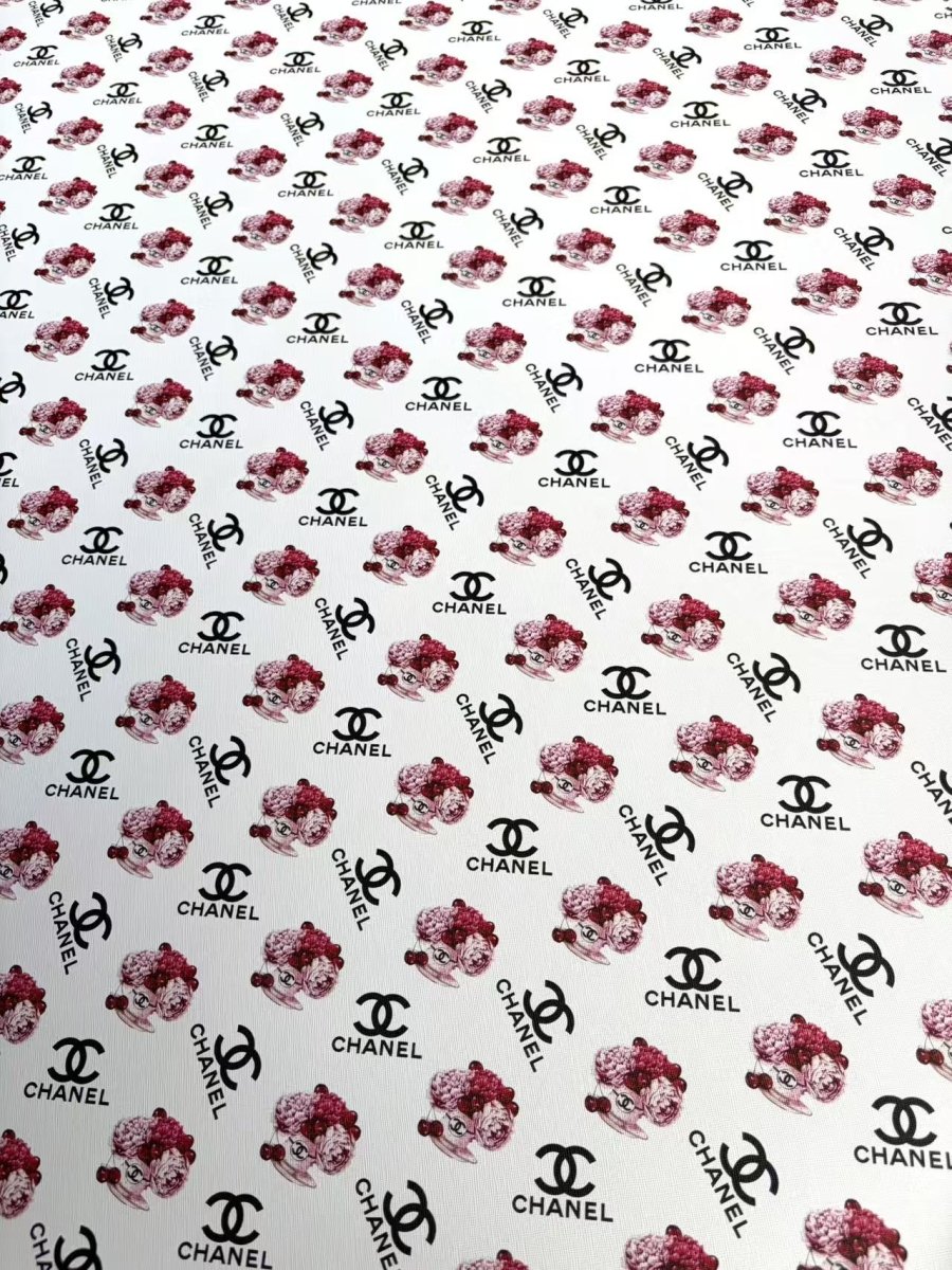 New Chanel Flower Print Designer Leather Sheet Mingfabricstore - mingfabricstore
