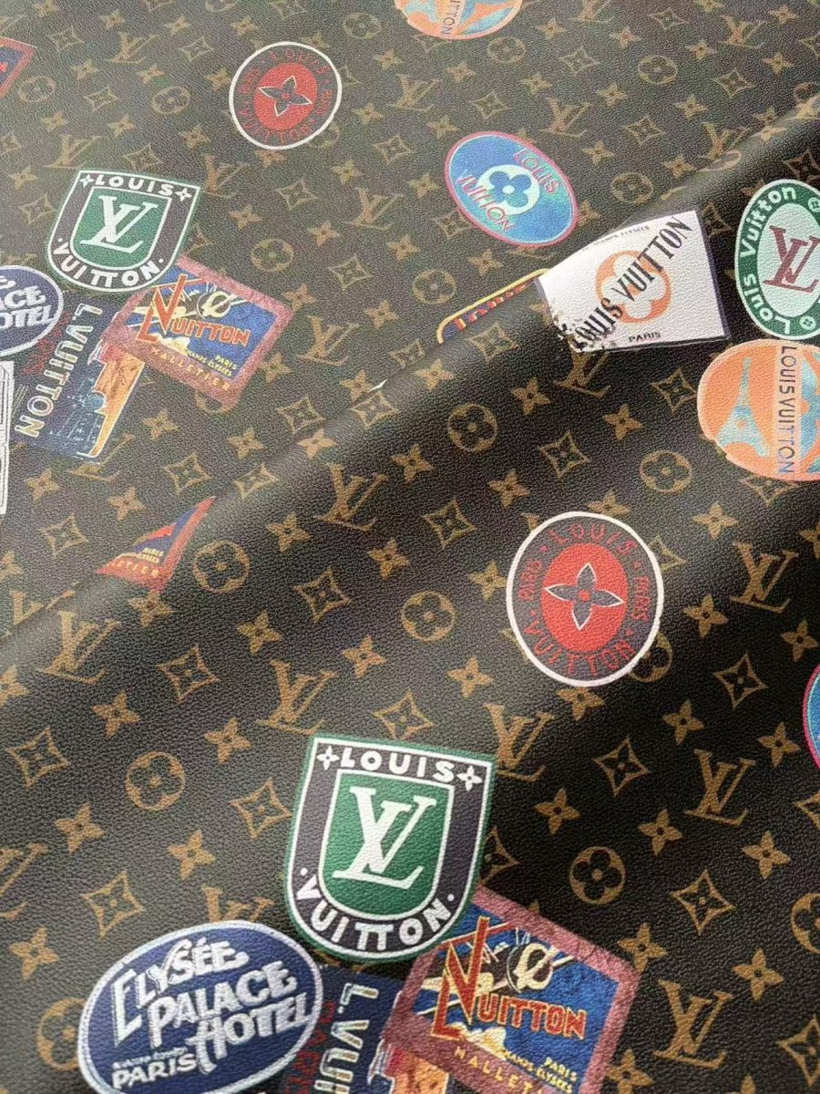 New Louis Vuitton Emblem Designer Leather Sheet for Crafts Upholstery Projects - mingfabricstore