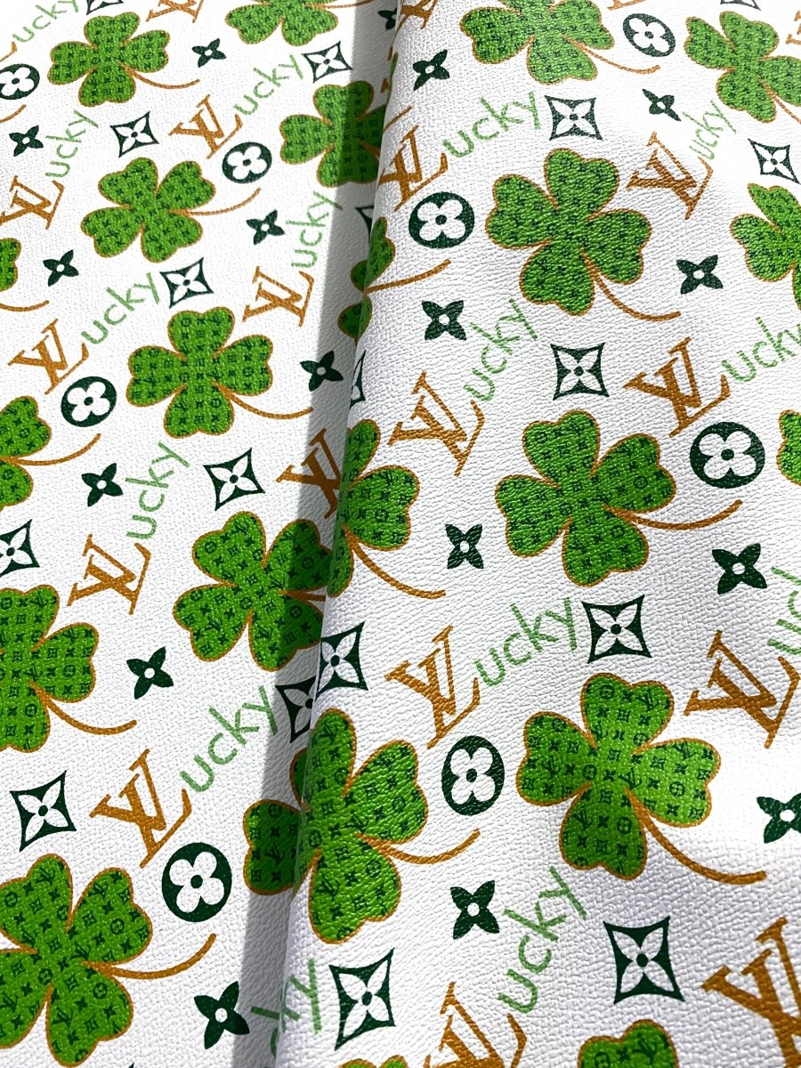 New Lucky Clover Louis Vuitton LV Leather Vinyl Fabric for Handmade Custom Clothing - mingfabricstore
