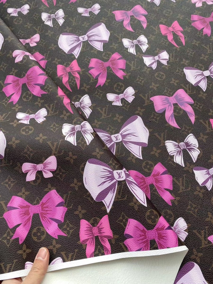New LV Louis Vuitton Bow Leather Vinyl Fabric for Handmade Bag Custom - mingfabricstore