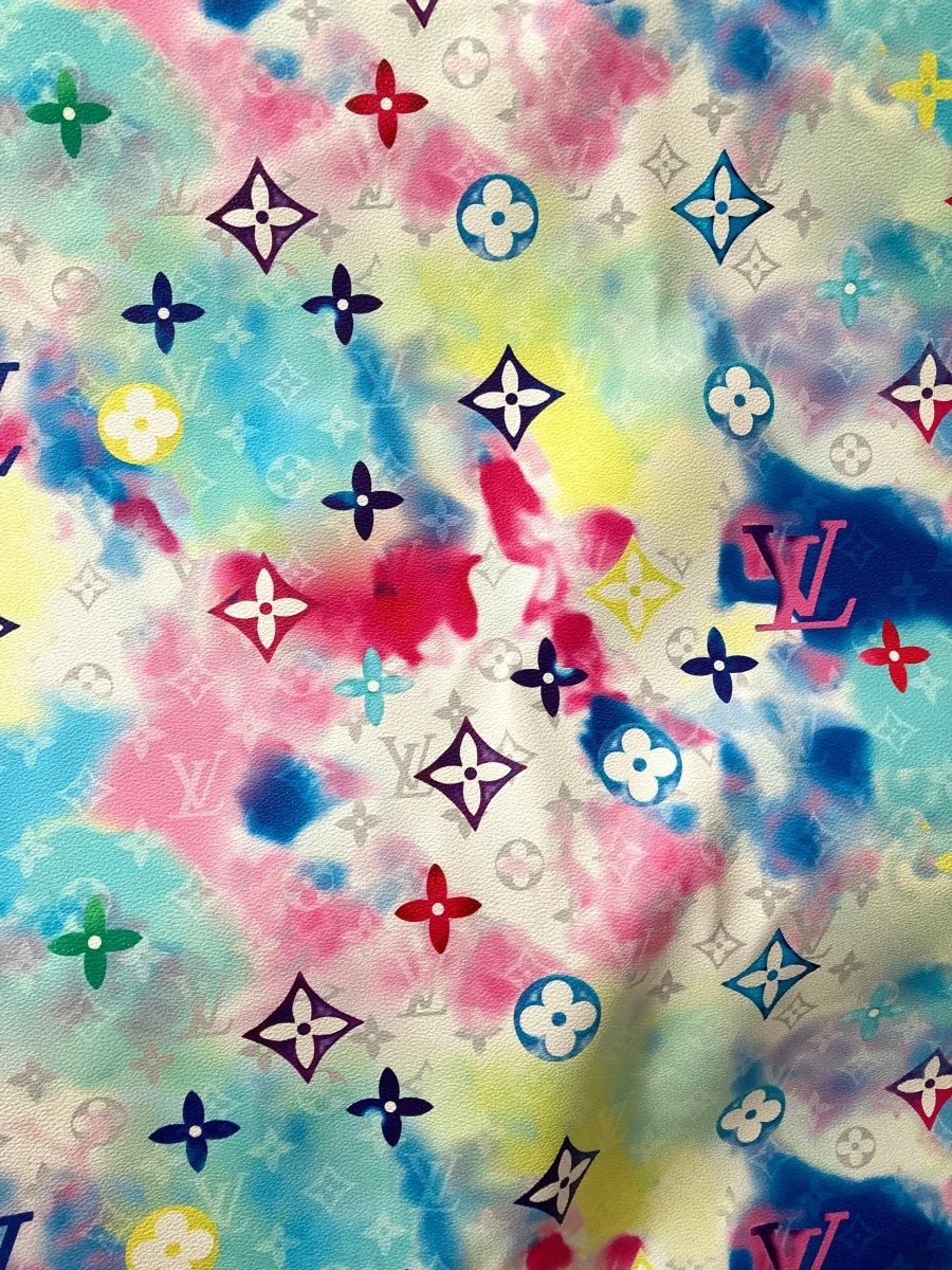 New Summer Watercolor Ink LV Leather for Custom Bag - mingfabricstore