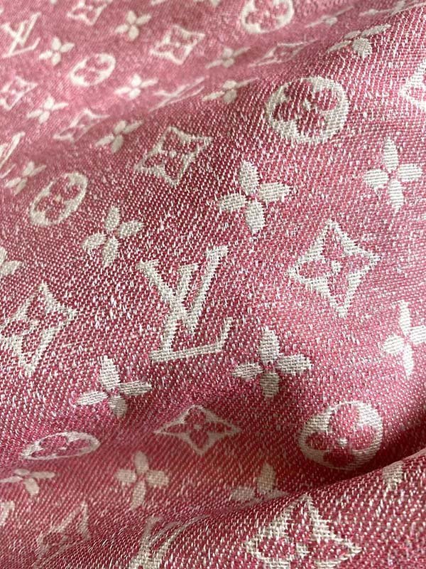 Pink Chenille LV Designer Fabric for Sewing Project - mingfabricstore