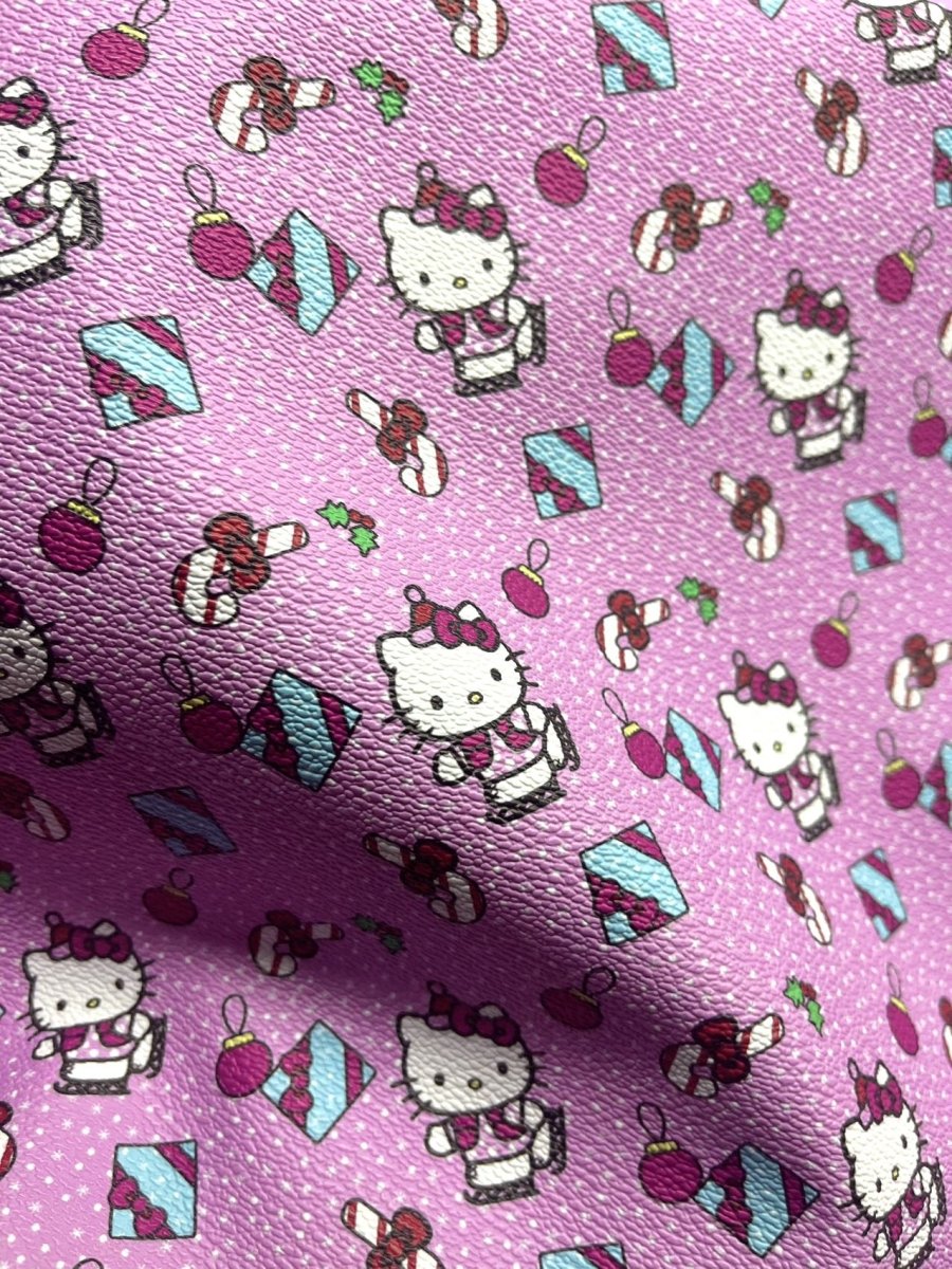 Pink Hello Kitty Vinyl Leather Fabric for Custom DIY Creations Nail Art - mingfabricstore