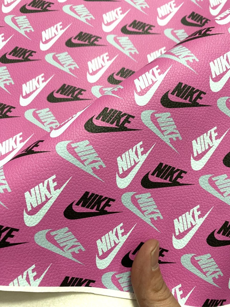 Pink Nike Designer Leather Sheet for Handmade Custom DIY Projects - mingfabricstore