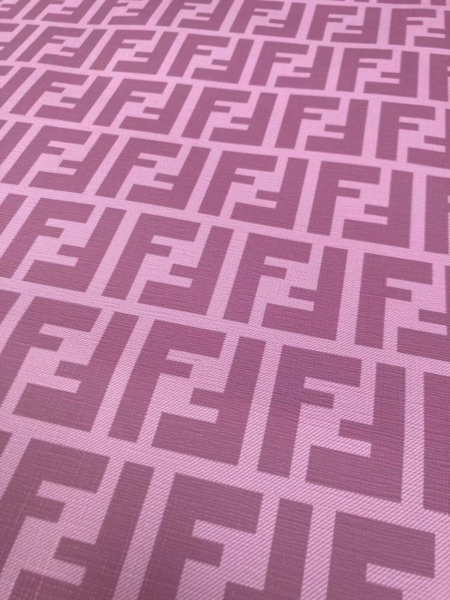 Pink Purple Fendi FF Custom Vinyl Designer Fabric for DIY Crafts Upholstery - mingfabricstore
