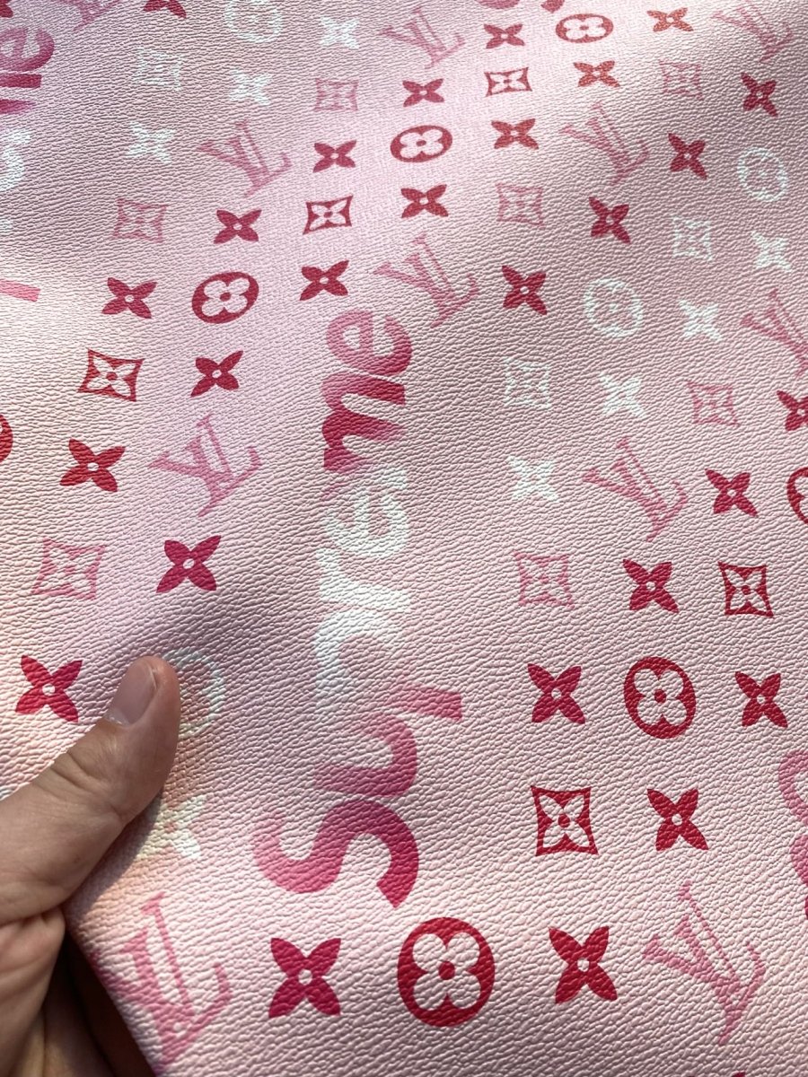 Pink Supreme Louis Vuitton Valentine's Day Designer Fabric Leather Sheet - mingfabricstore