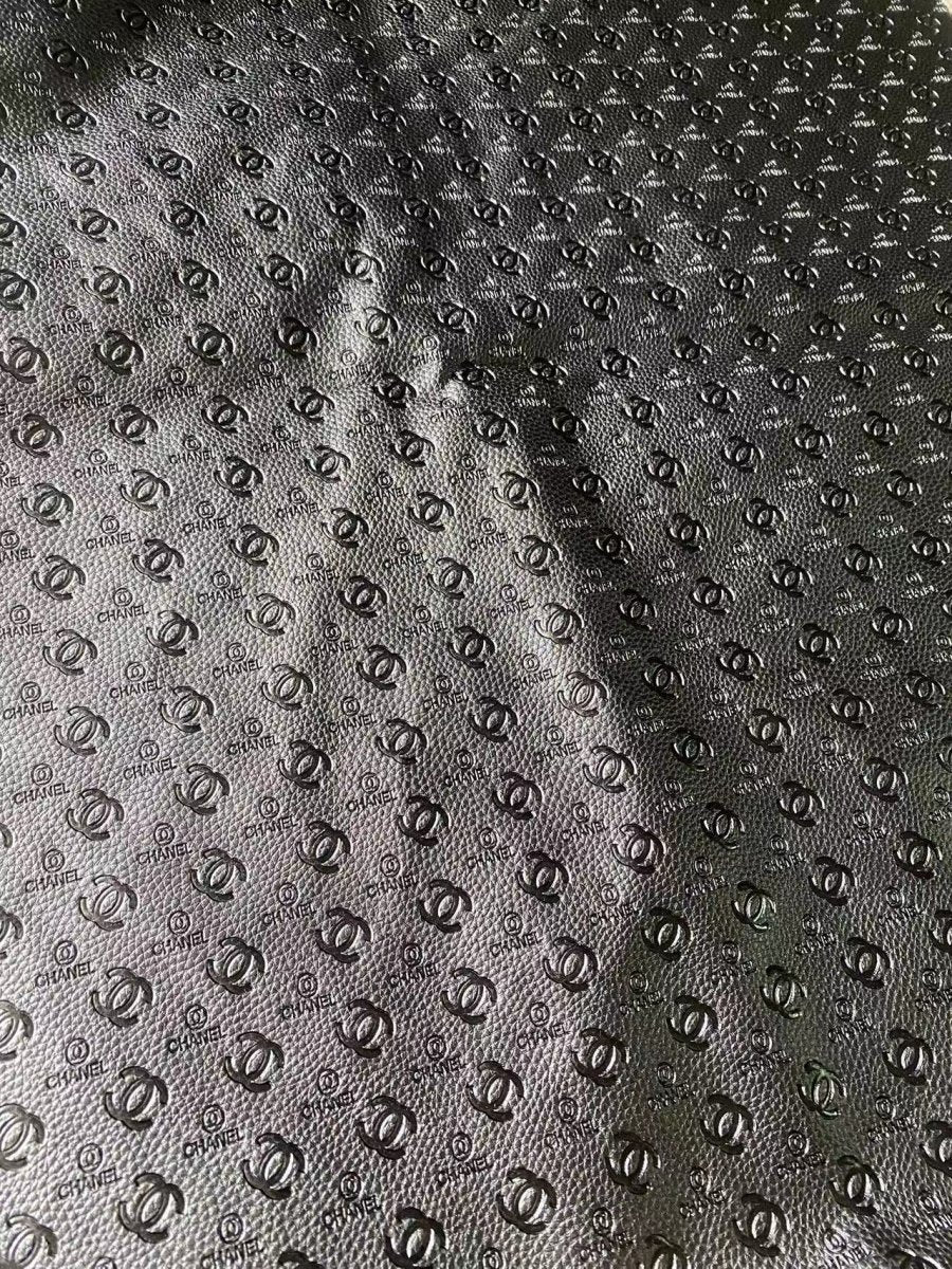 Premium Embossed Black Chanel Leather for Handmade Sewing Sneakers - mingfabricstore