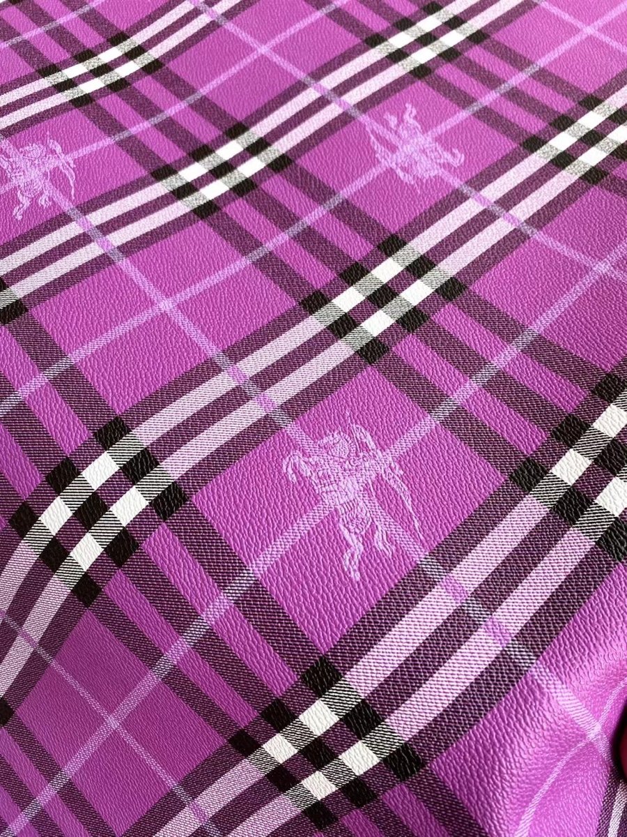Purple Burberry Vinyl Faux Leather Designer Fabric for Car Headliner Custom Upholstery - mingfabricstore