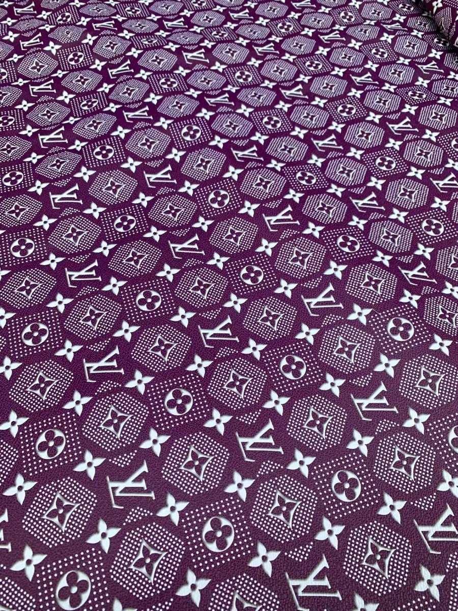 Purple Louis Vuitton Vinyl Designer Leather for DIY Crafts Handmade Custom Sneakers - mingfabricstore