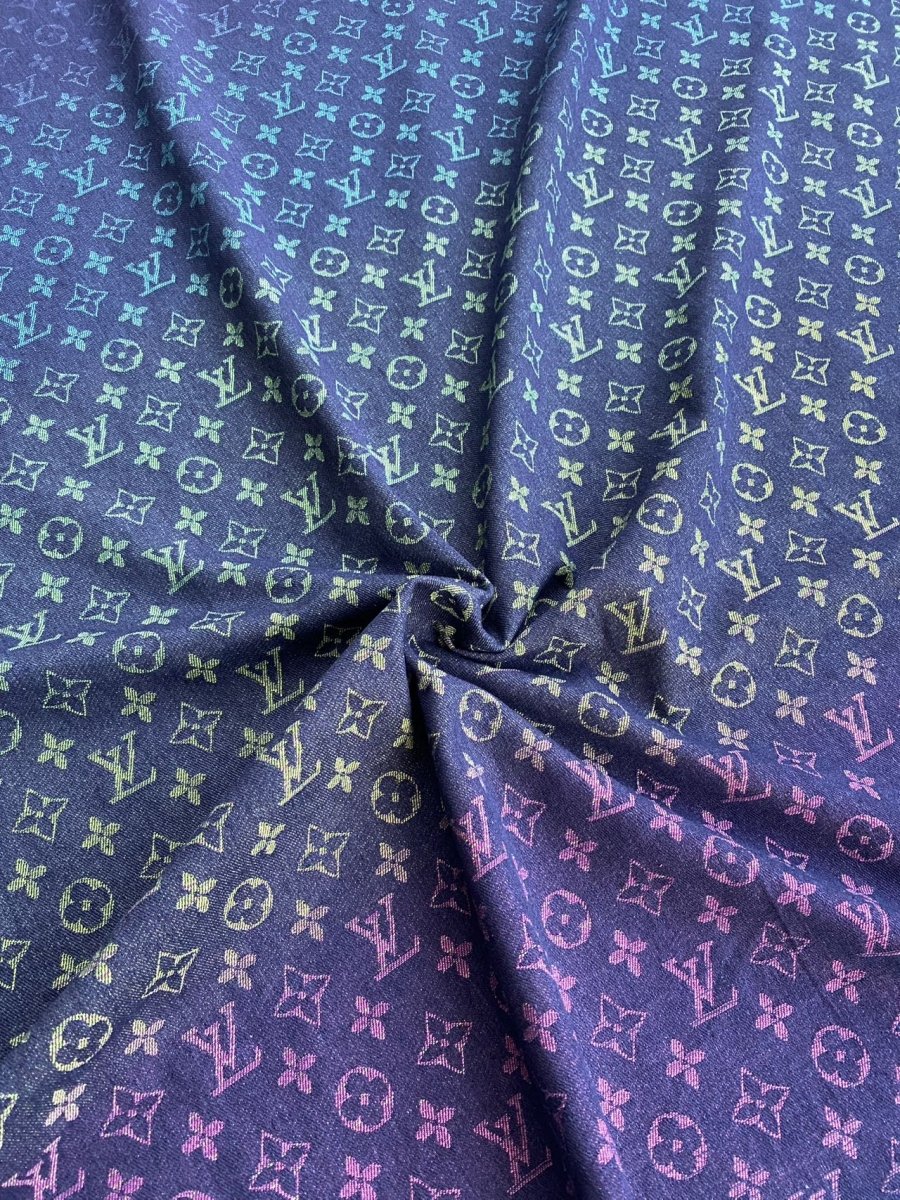 Rainbow Colorful Denim Designer Fabric Sold by Yard for Clothing Tailor Made Sneakerhead - mingfabricstore