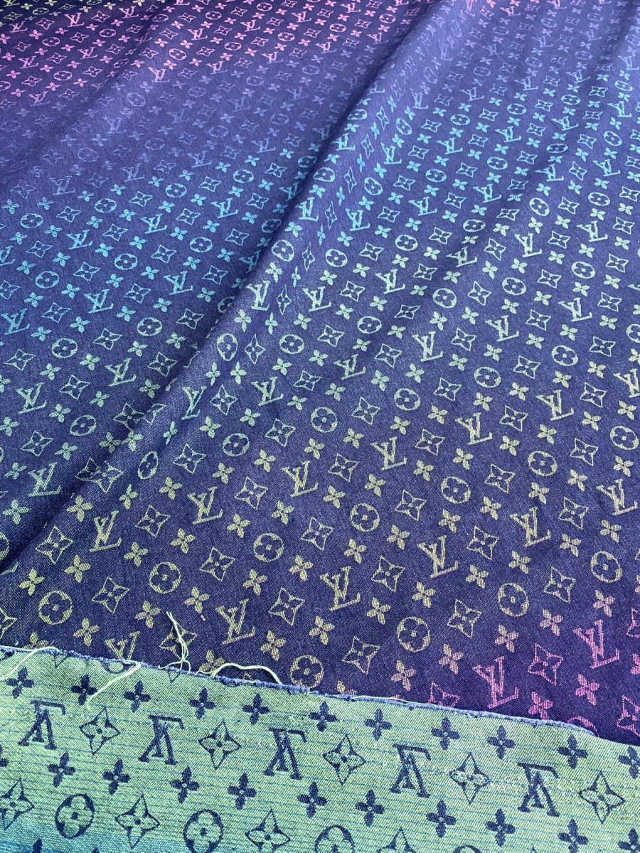 Rainbow Colorful Denim Designer Fabric Sold by Yard for Clothing Tailor Made Sneakerhead - mingfabricstore