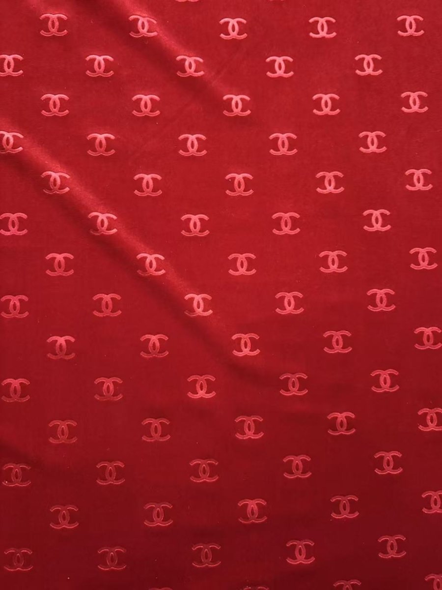 Red Chanel Velvet Designer Fabric for Sewing Car Upholstery Interior Sneakers - mingfabricstore