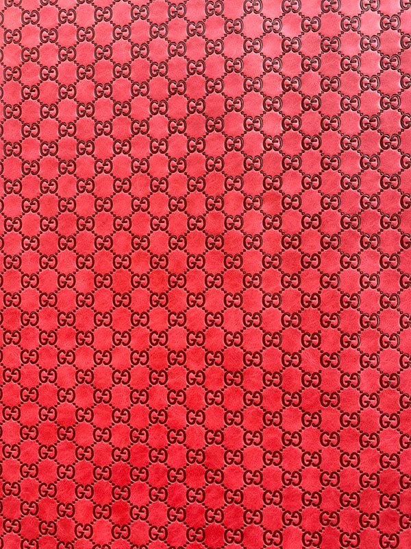 Red Embossed Gucci Upholstery Leather Fabric for Sneakers Customshoes - mingfabricstore