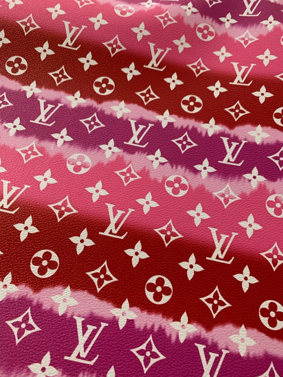 Red Gradient Watercolor LV Leather for Custom - mingfabricstore