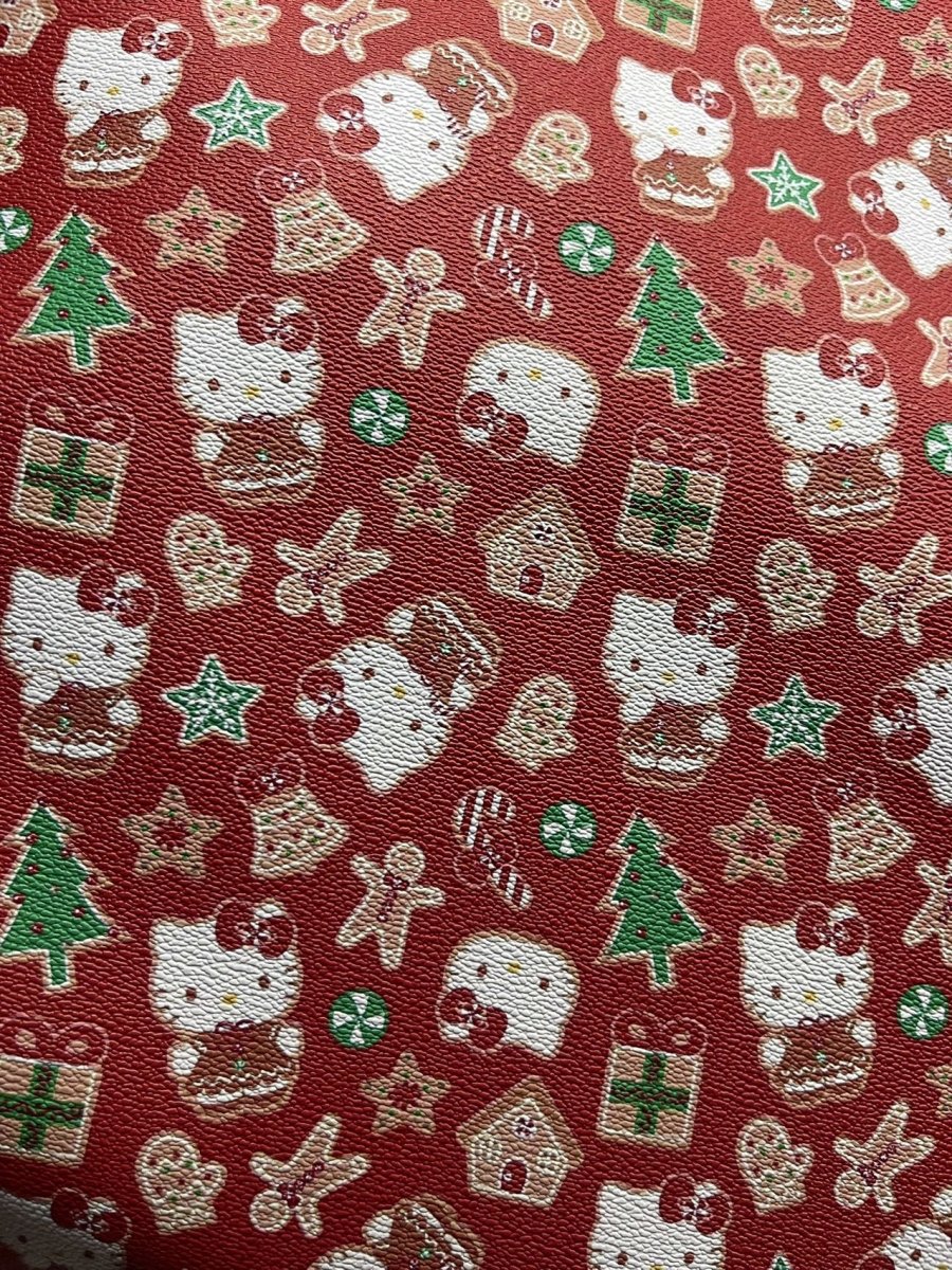 Red Hello Kitty Christmas Design Leather Fabric for Handmade DIY Crafts Sewing Product - mingfabricstore