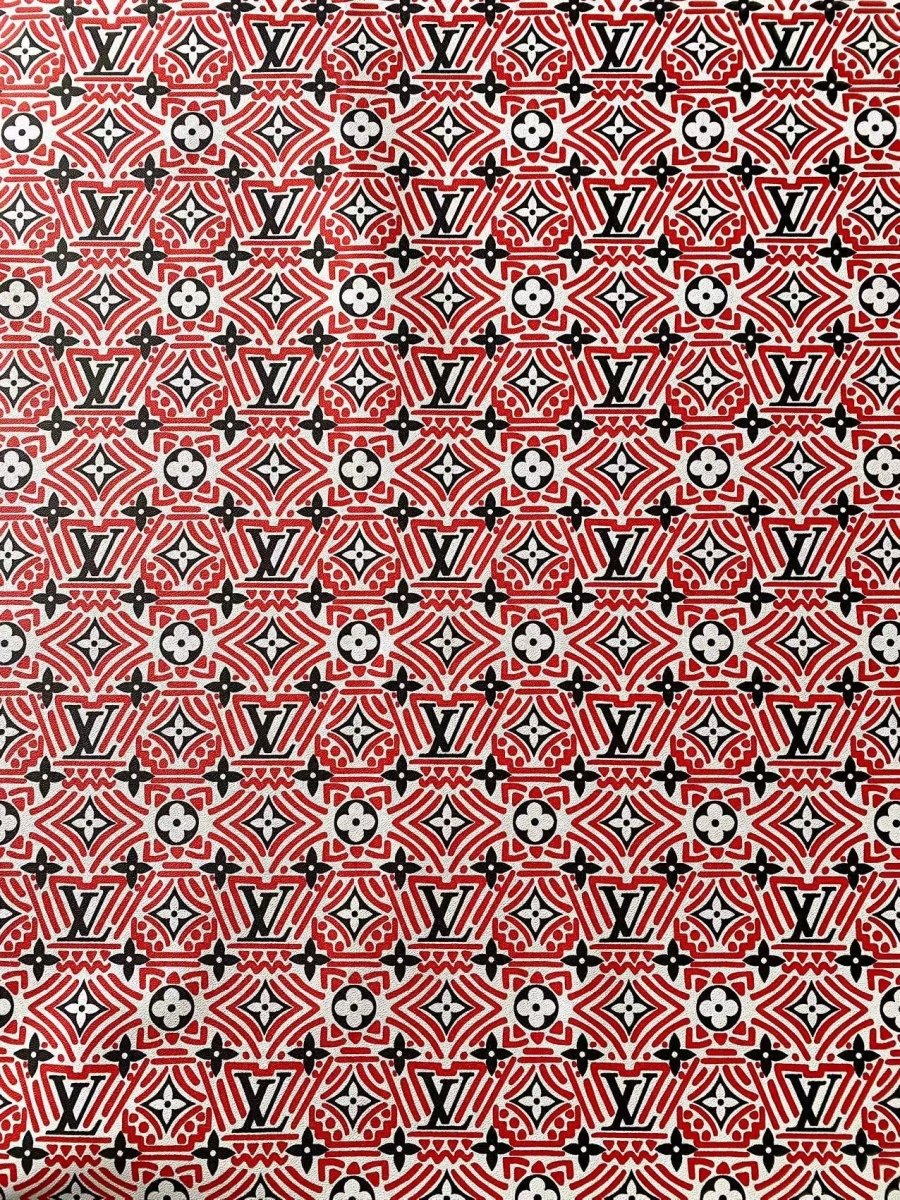 Red LV Louis Vuitton Vinyl Faux Leather for Shoes Sewing Project - mingfabricstore
