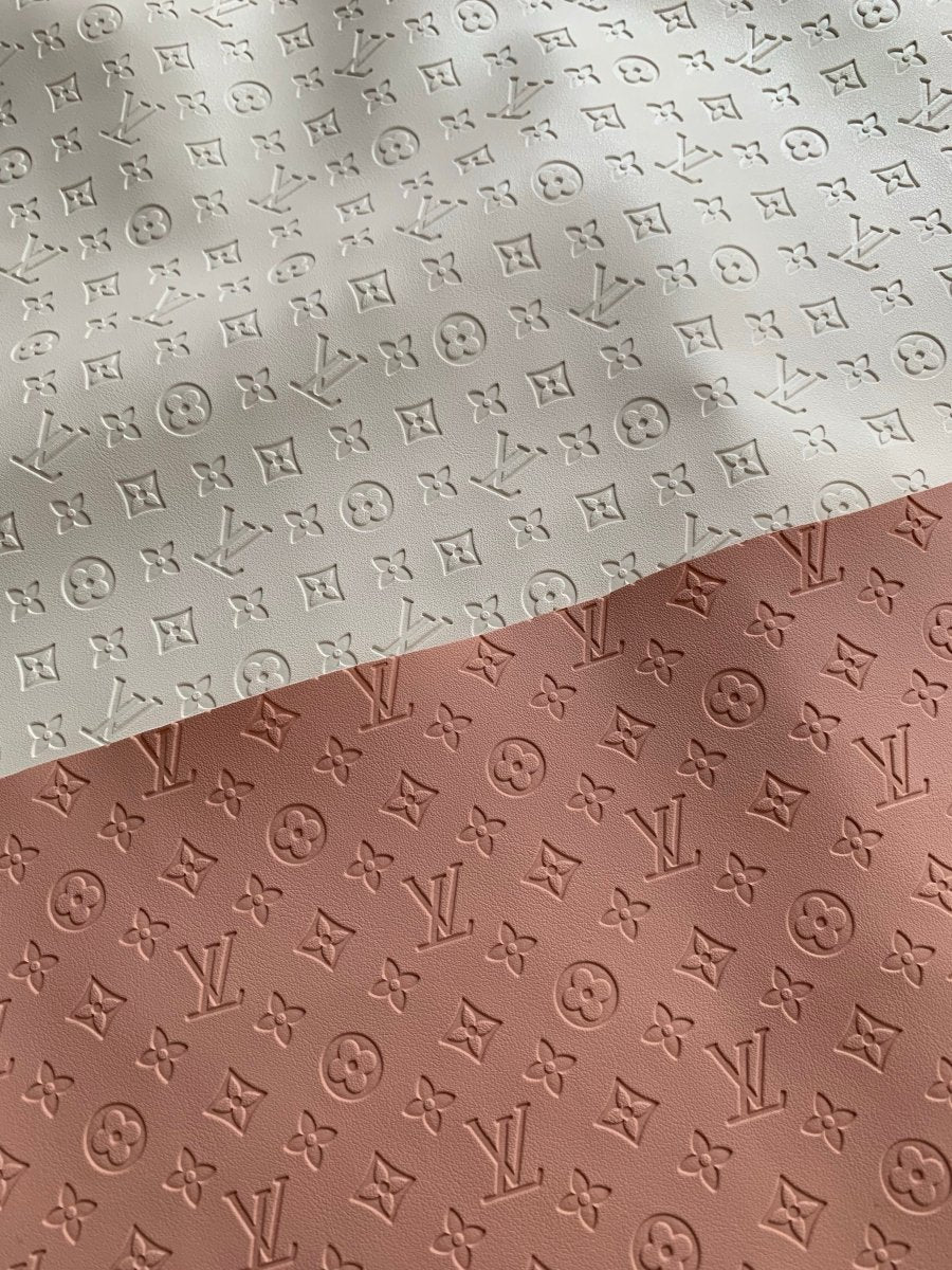 Small Letter White Embossed LV for Custom - mingfabricstore