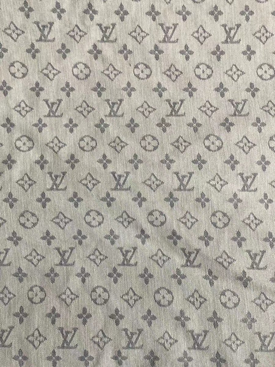 Soft Cotton White Grey LV Denim Fabric for Clothing Custom Shoes - mingfabricstore