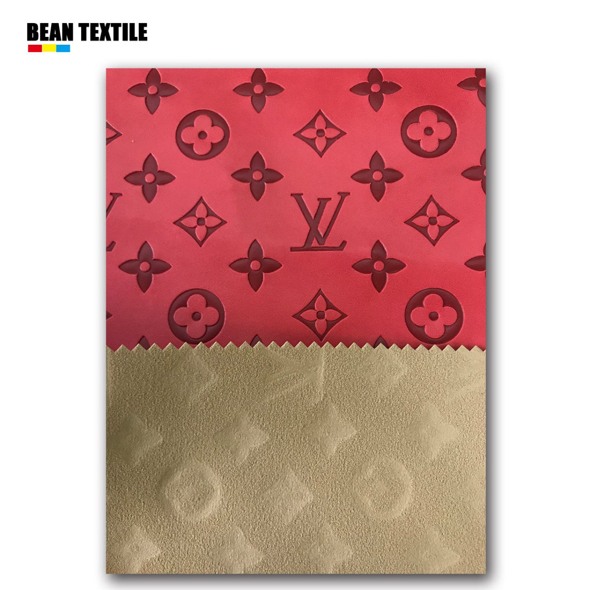 Soft red embossed lv vinyl fabric for sale - mingfabricstore
