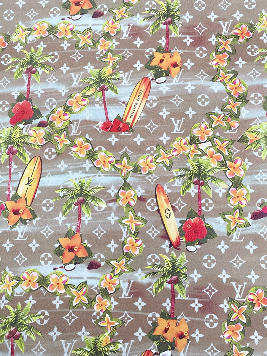 Summer Surfing Louis Vuitton LV Flower Designer Leather for Custom Handmade DIY Crafts Sneaker Bag - mingfabricstore