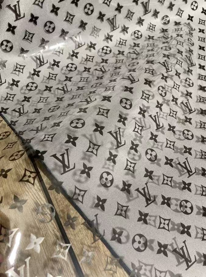 Transparent Black LV PU Custom Material - mingfabricstore