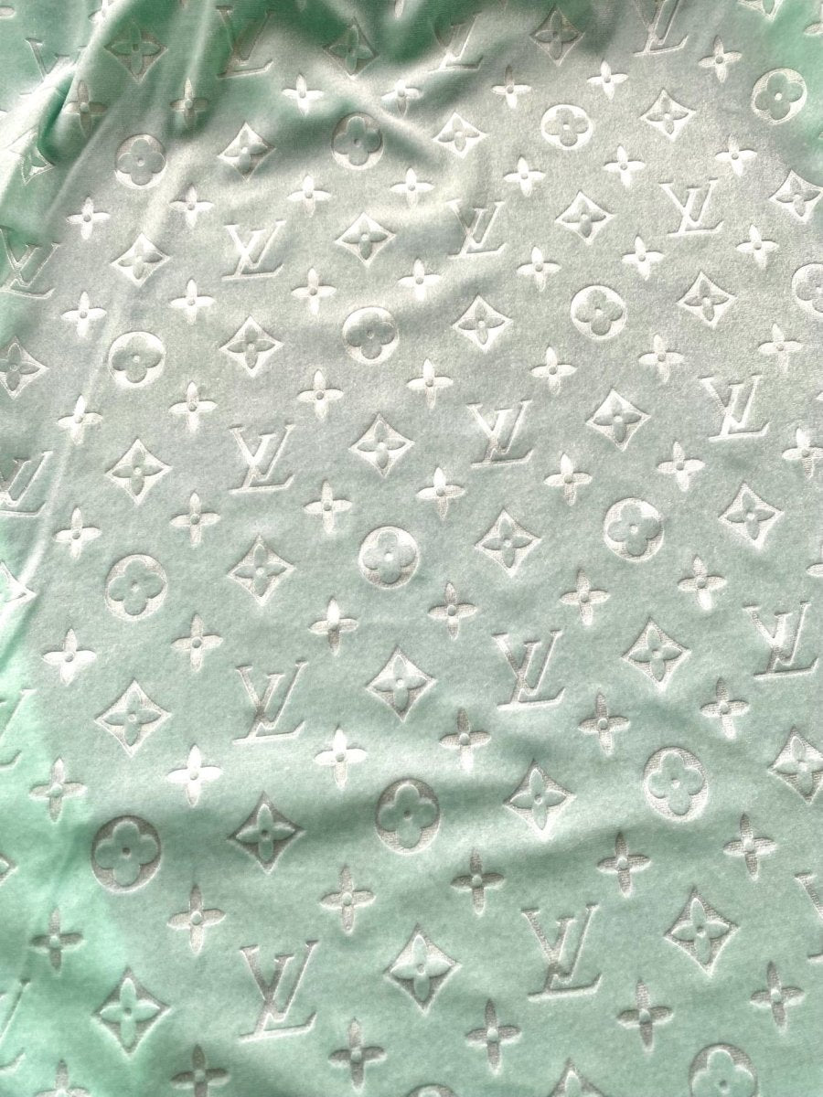 Turquoise Mint Louis Vuitton LV Velvet Shoe Sneaker Fabric - mingfabricstore