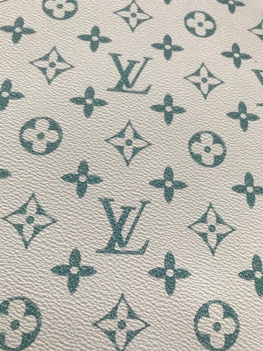 Unique Green LV Leather Material for Custom Craft - mingfabricstore
